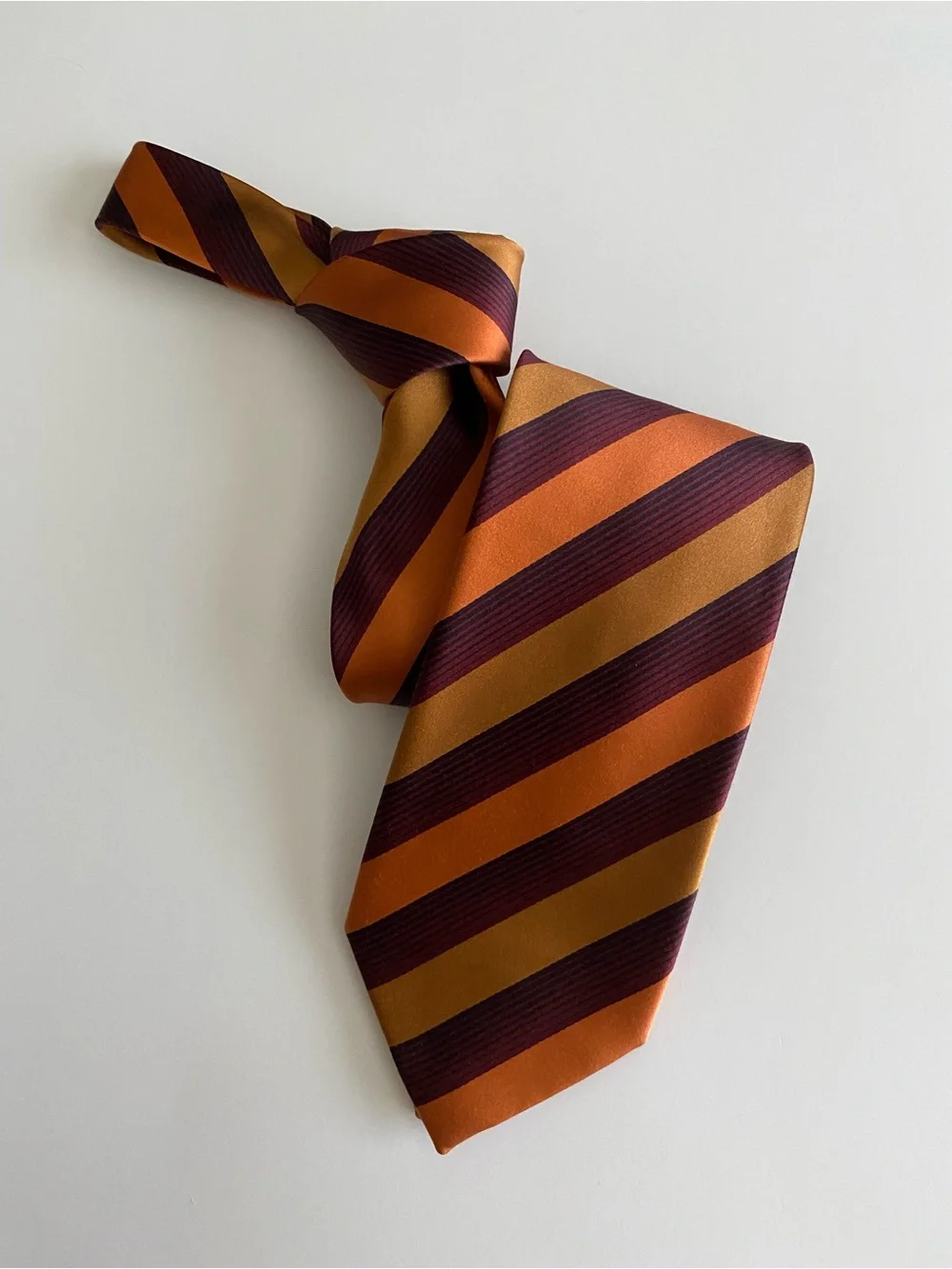 BCBG Diagonal Stripe Tie in Orange and Burgundy